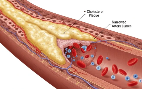 illustration showing plaque buildup from high cholesterol