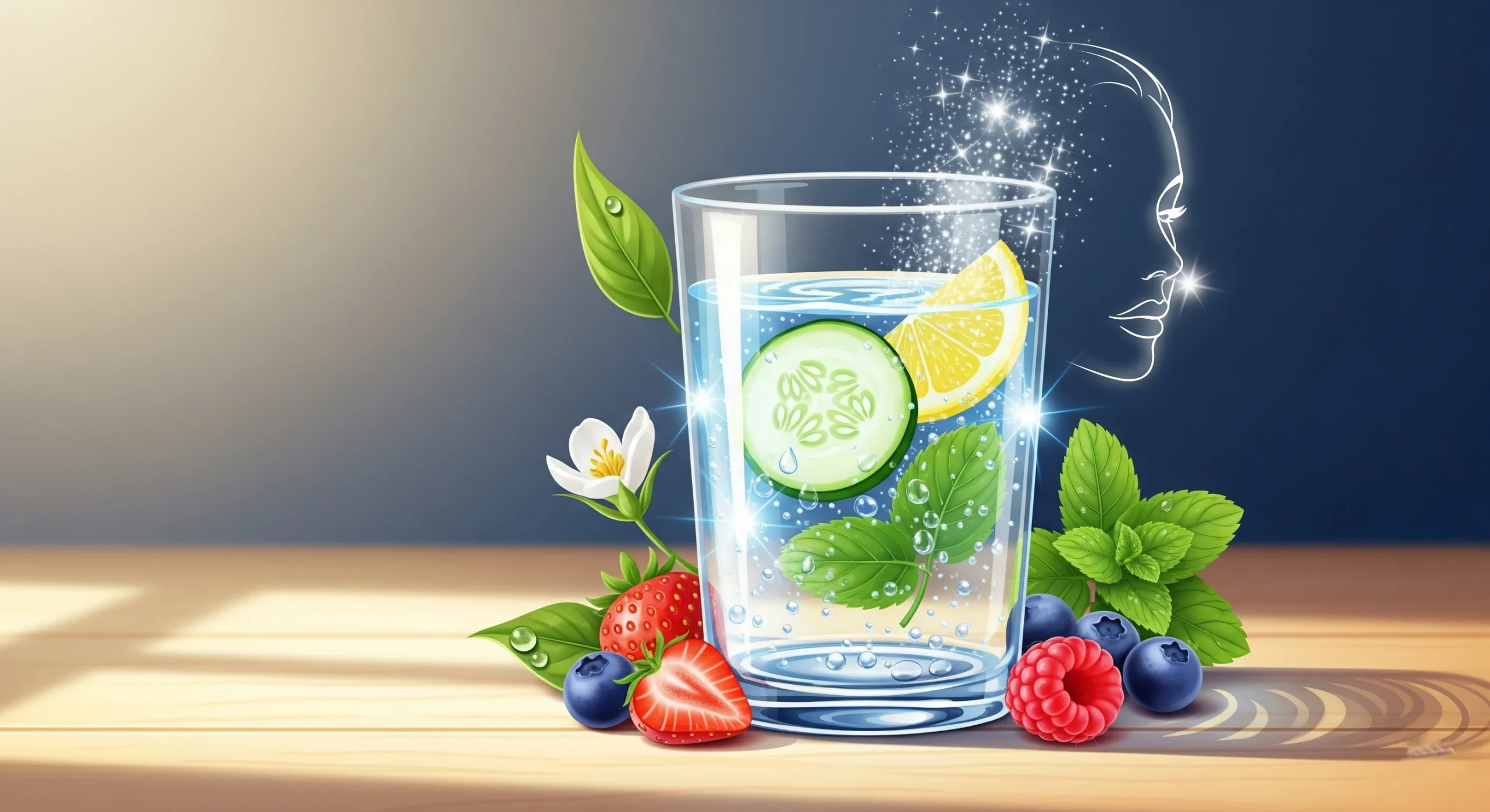 fresh glass of water showing health and skin benefits