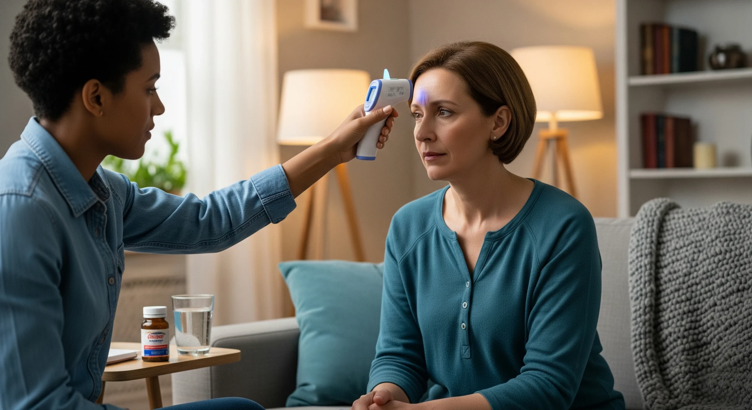 checking temperature to manage common health issues in humans at home