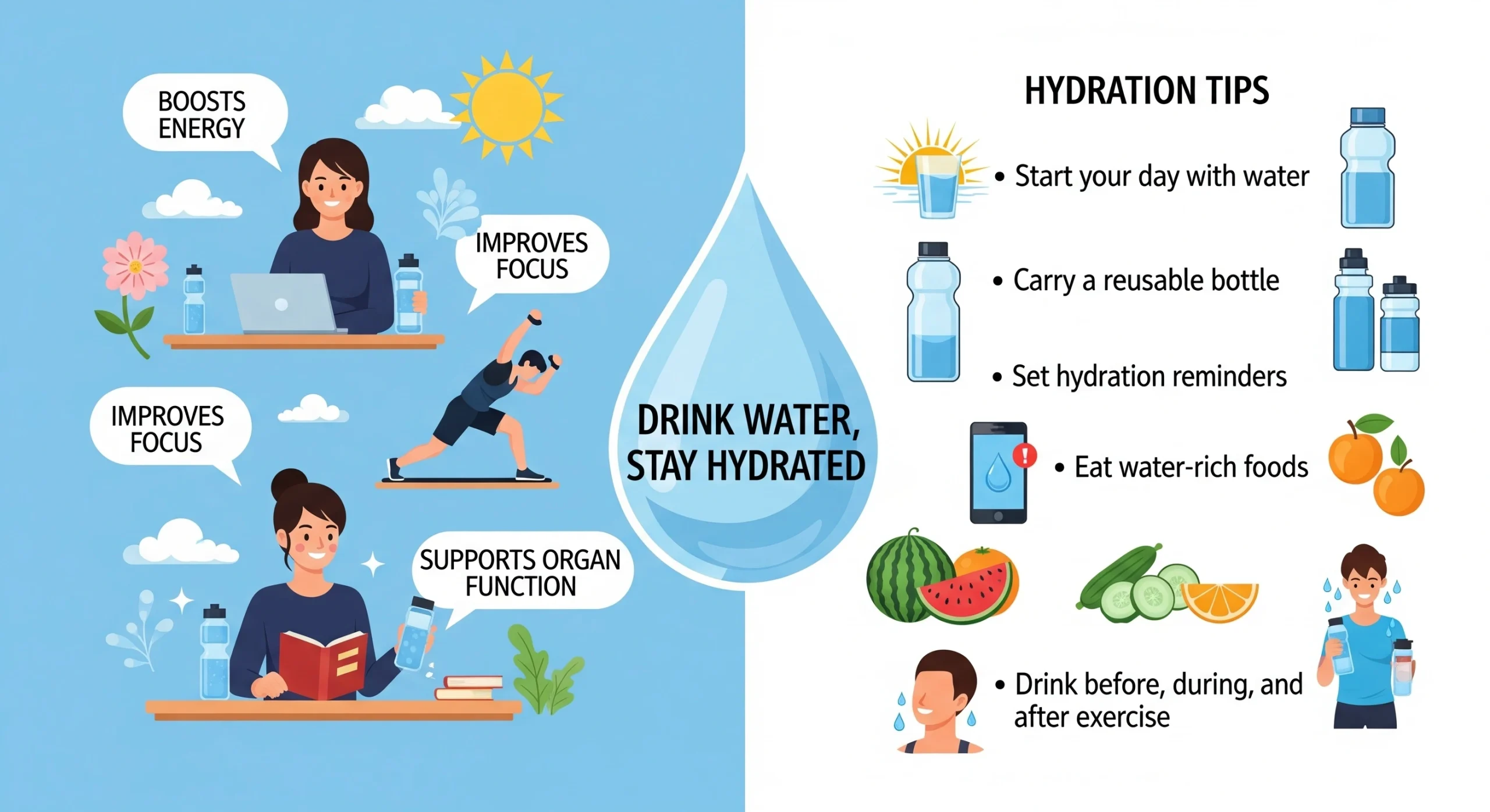 Importance of Drinking Water and How to Stay Hydrated All Day