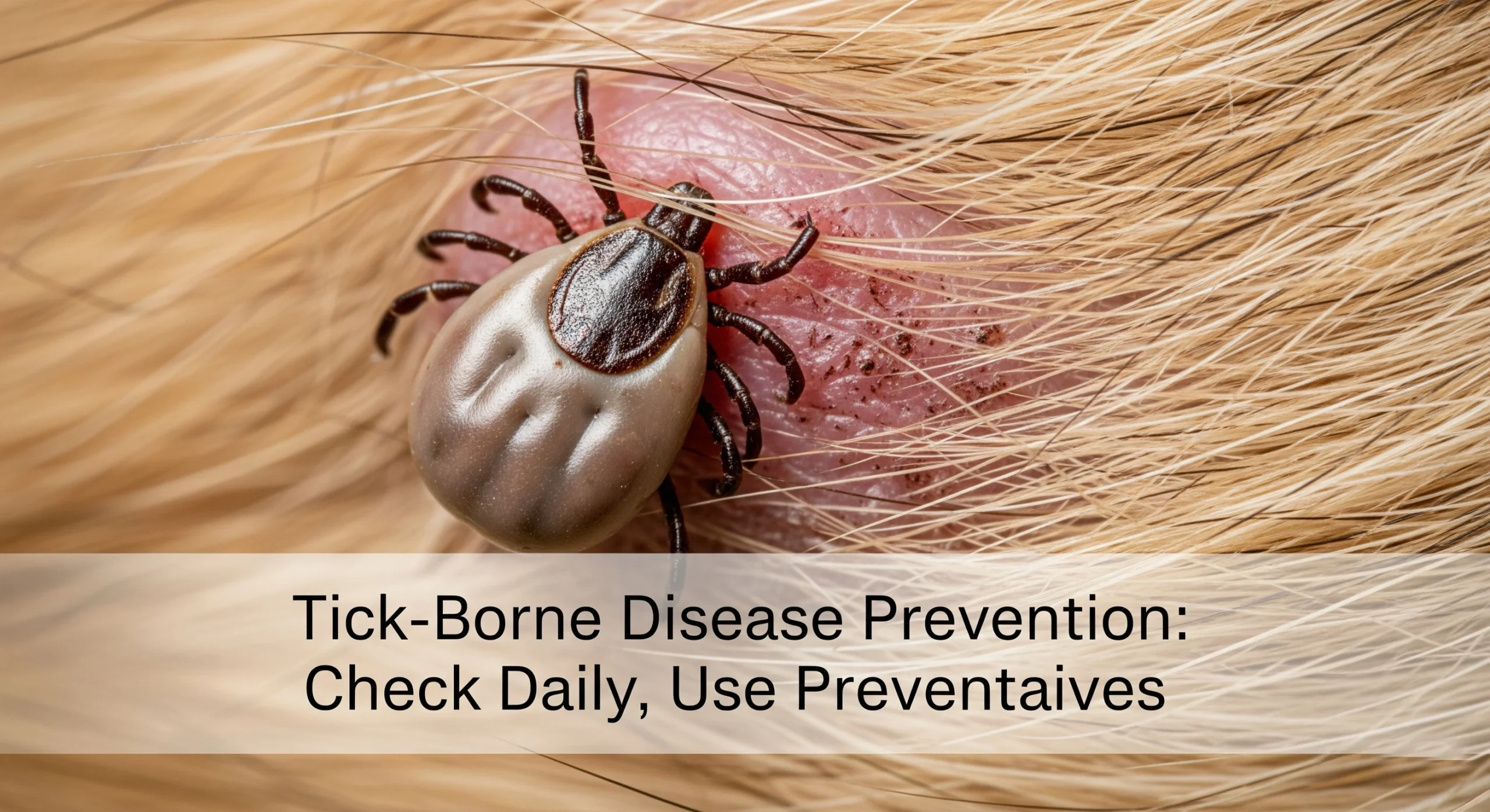 Tick on a dog's skin - Tick-borne diseases prevention